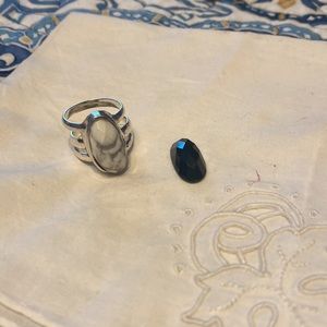 Silpada retired magnetic ring size 8 onyx and white marble stone